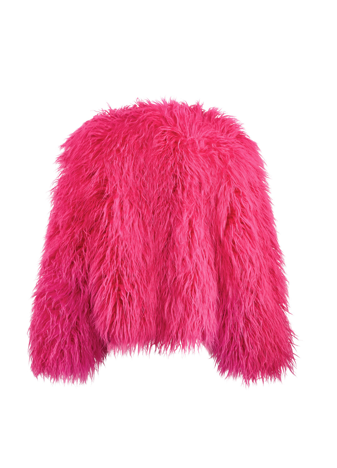 Pink fluffy jacket on a white background