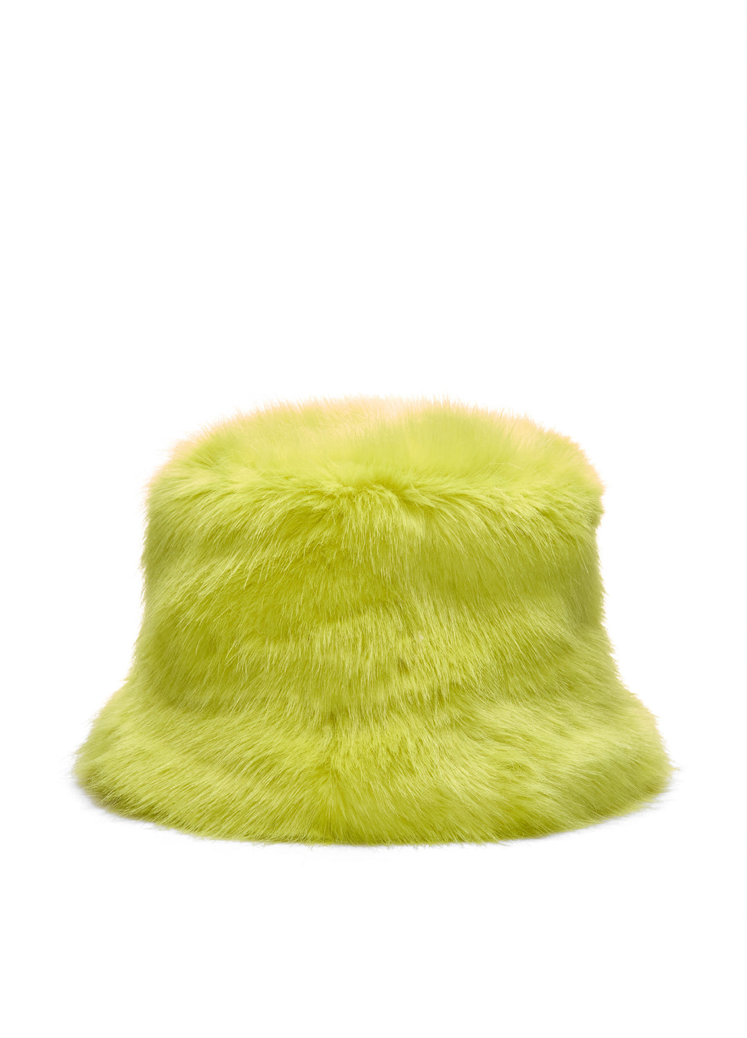 Yellow fluffy bucket hat on a white background