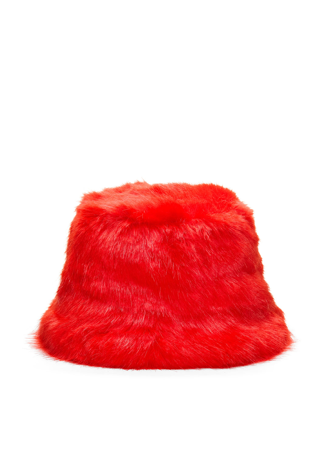 Good Fluff Faux Fur Long Fluffy Bucket Hat - Bright Red