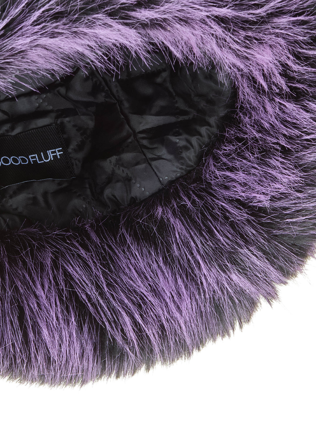 Good Fluff Faux Fur Long Fluffy Bucket Hat  - Purple Tip