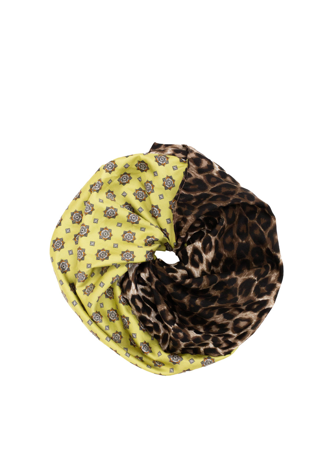 Delphi Eva Reworked Vintage Scrunchie - Leopard + Green