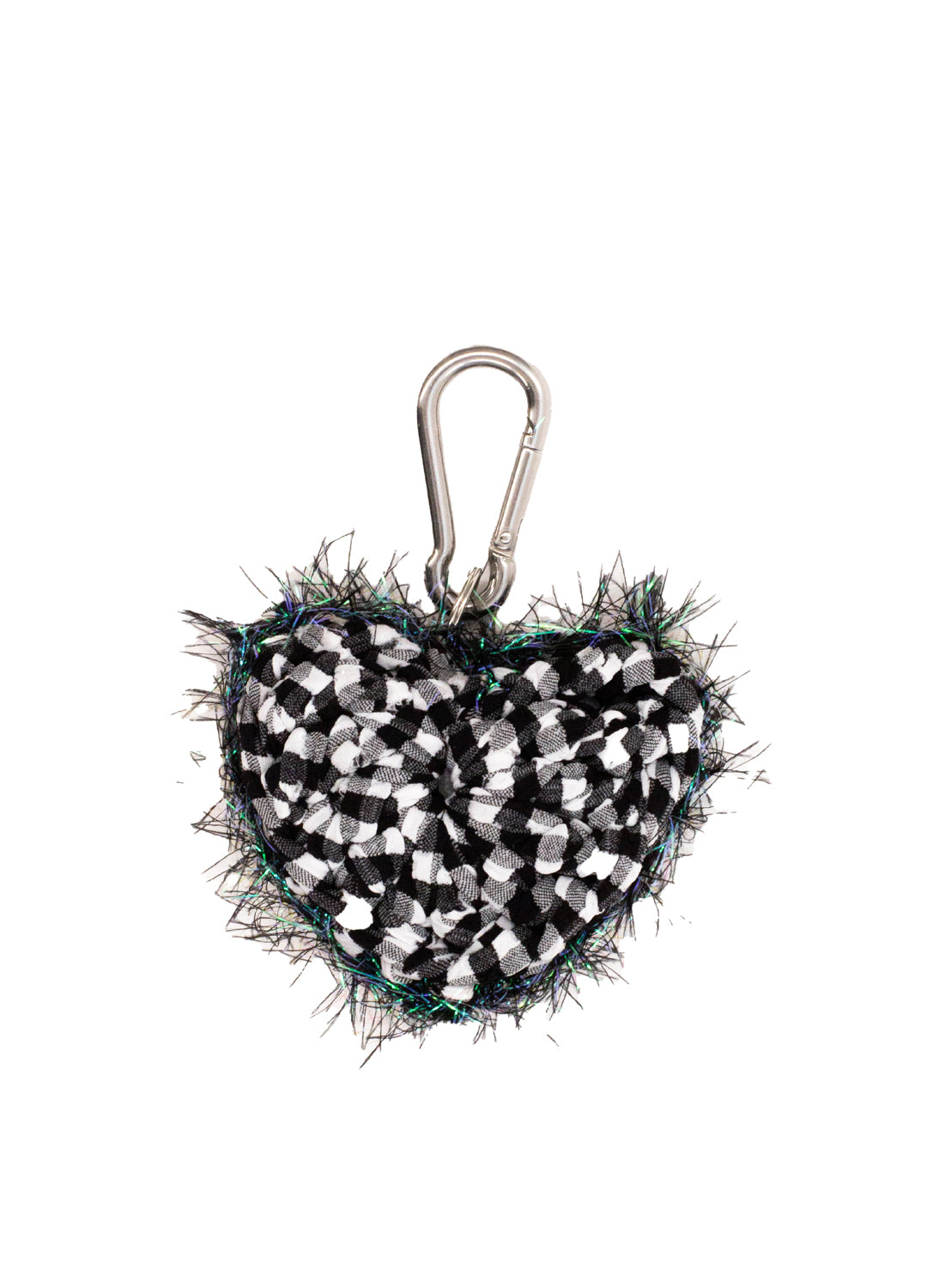 Sloe Mosey Heart Bag Charm - Black Gingham