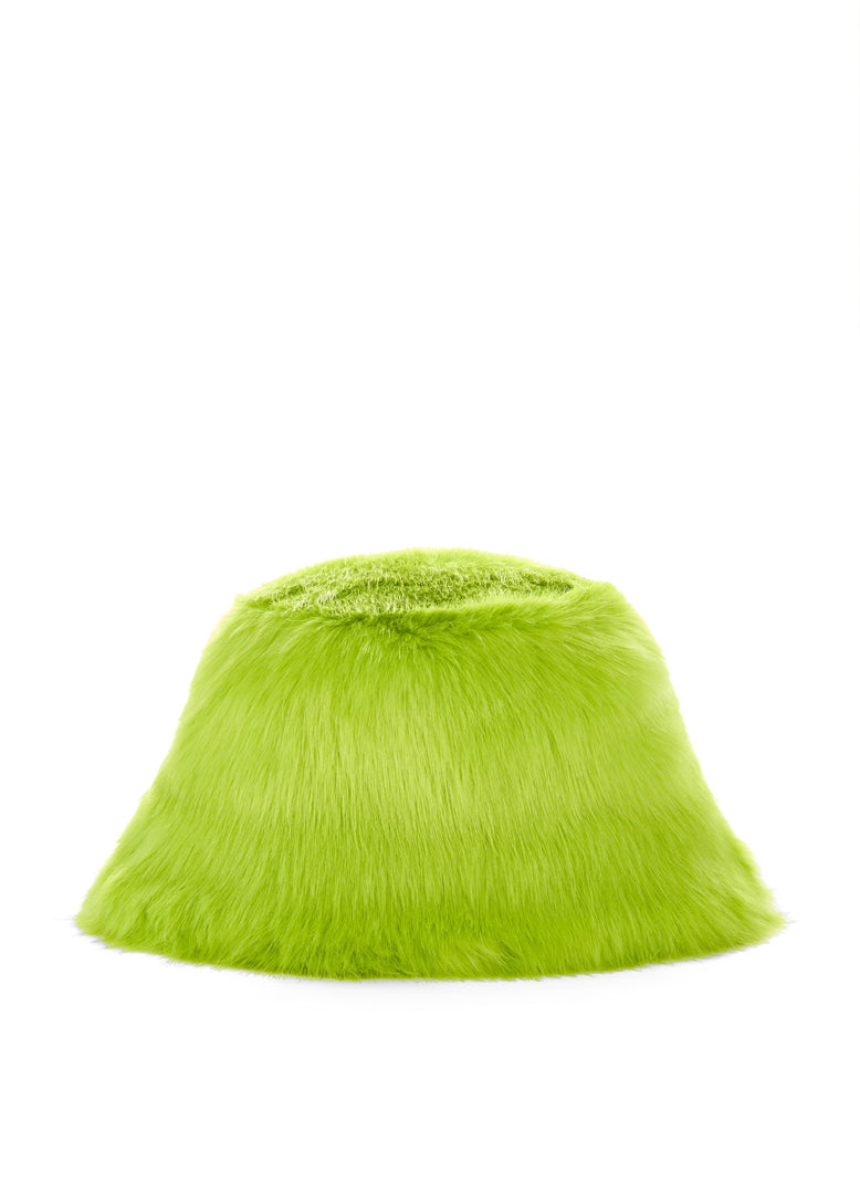 Good Fluff Faux Fur Long Fluffy Bucket Hat - Lime Green