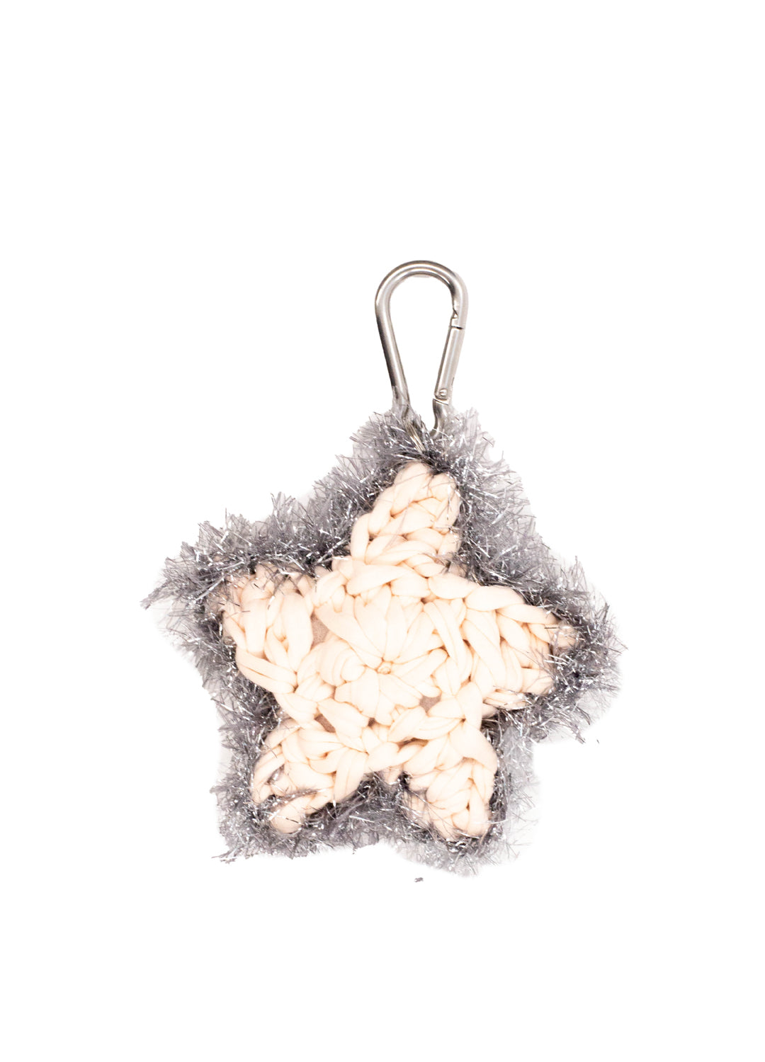 Star-shaped keychain with fluffy texture on a white background