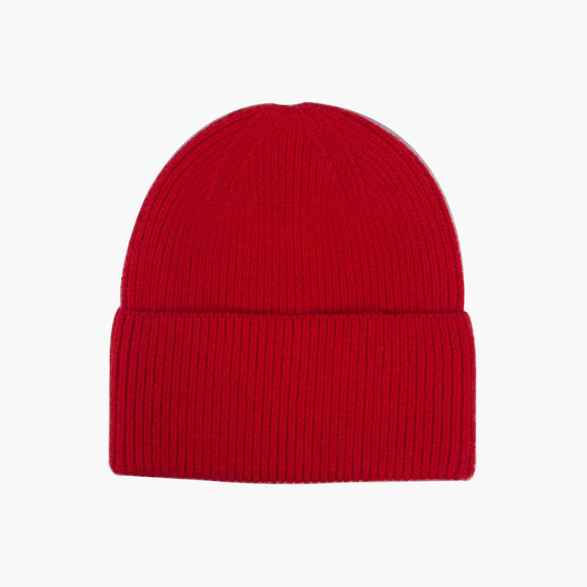 Ribbed Beanie Hat - Red