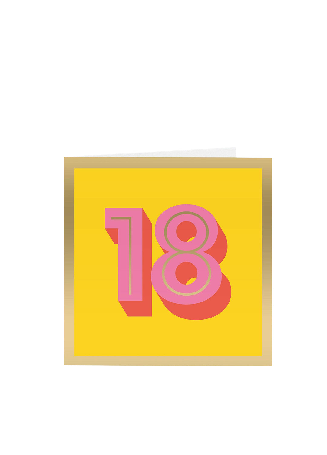 Framed artwork with the number '18' in pink on a yellow background