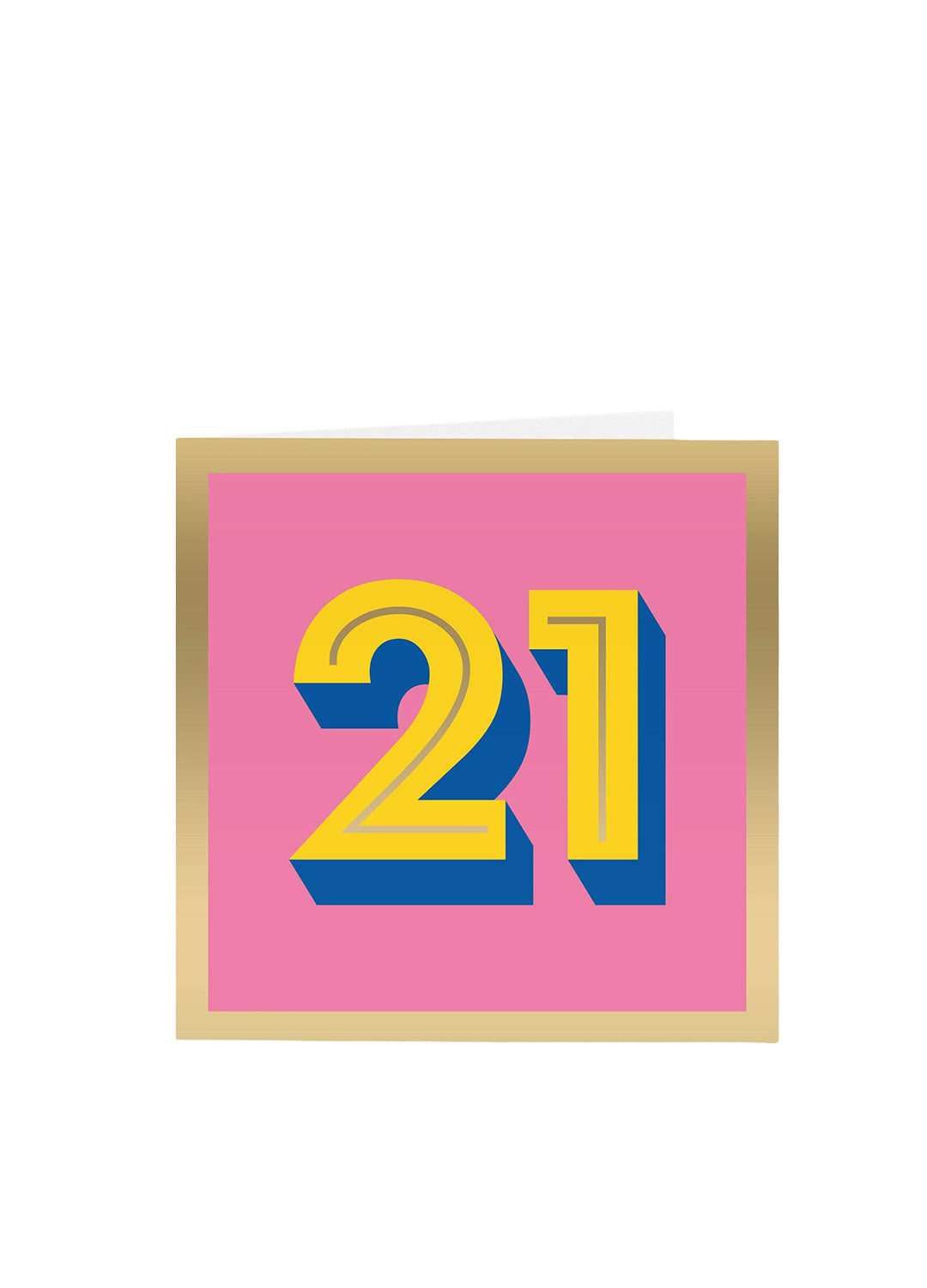 Framed artwork with the number '21' in yellow and blue on a pink background