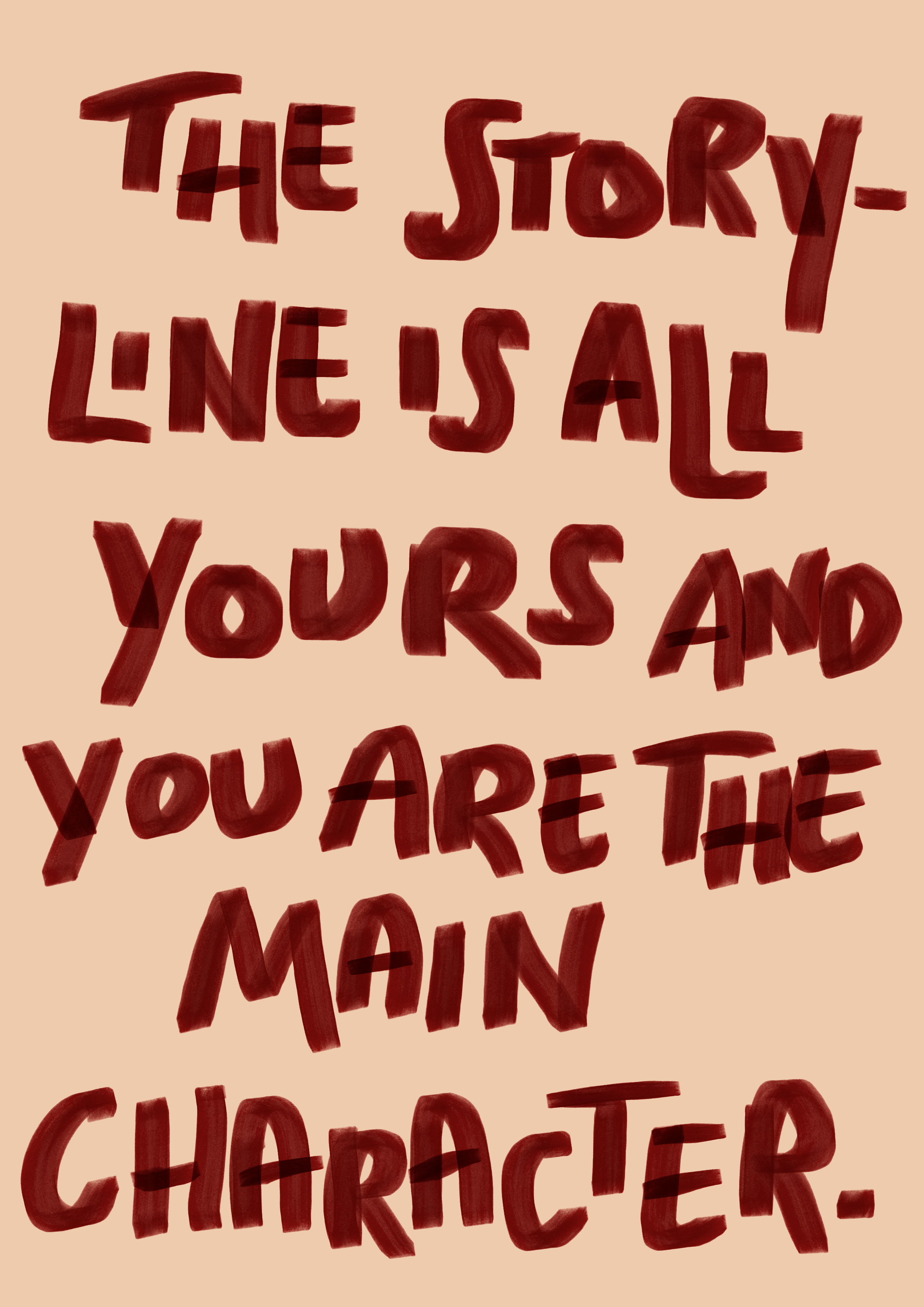 Motivational quote on a beige background with red text.