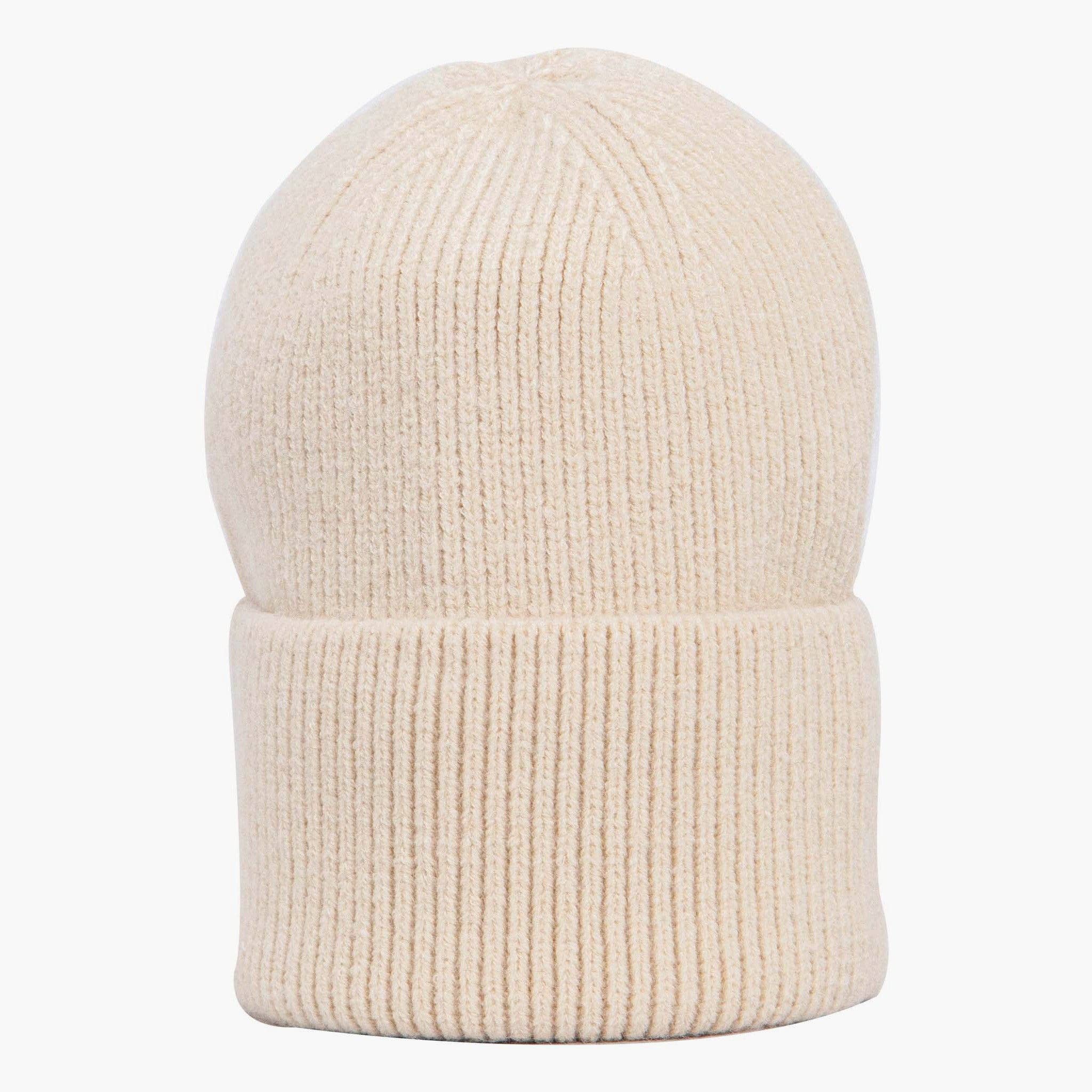Ribbed Beanie Hat - Cream