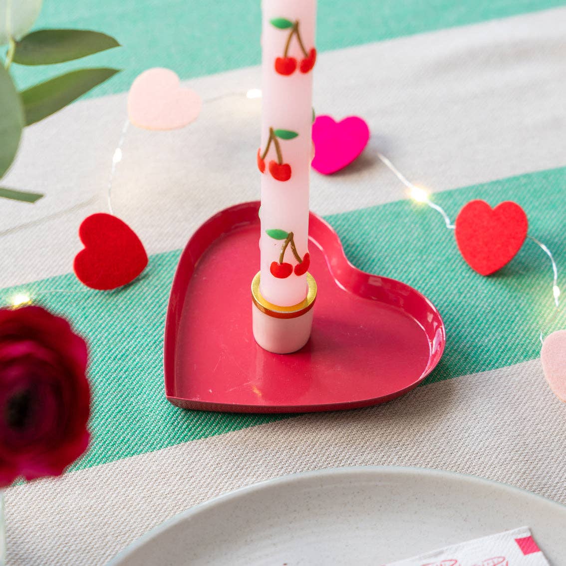 Enamel Heart Candle Holder