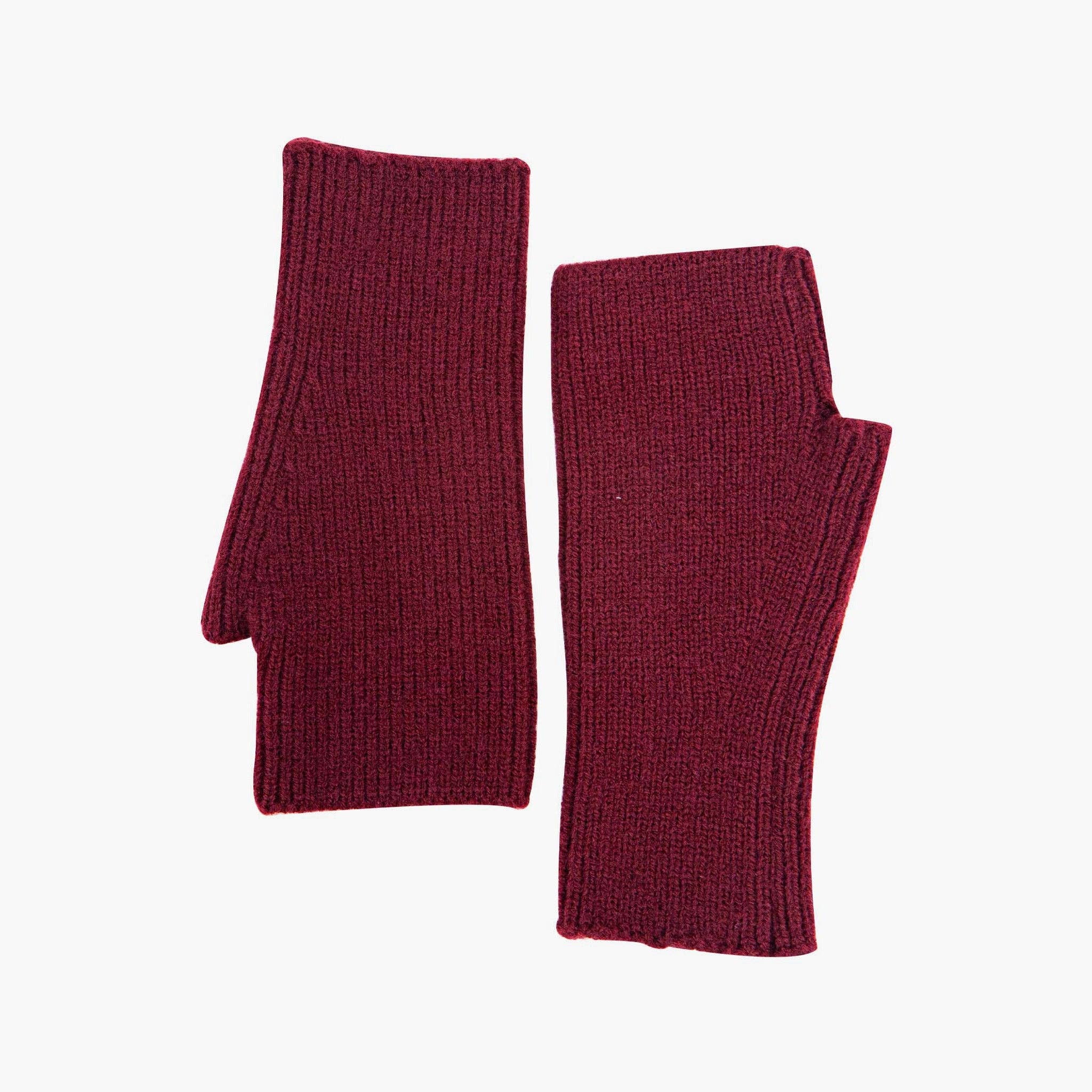 Ribbed Wrist Warmers - Berry