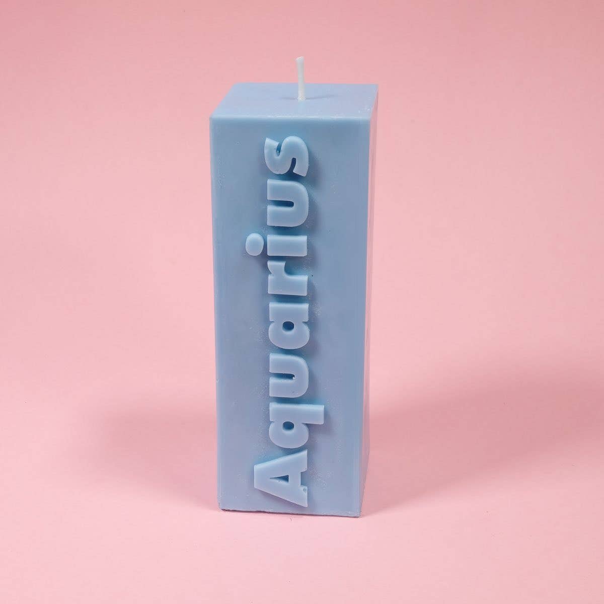'Aquarius' Slogan Zodiac Block Pillar Candle