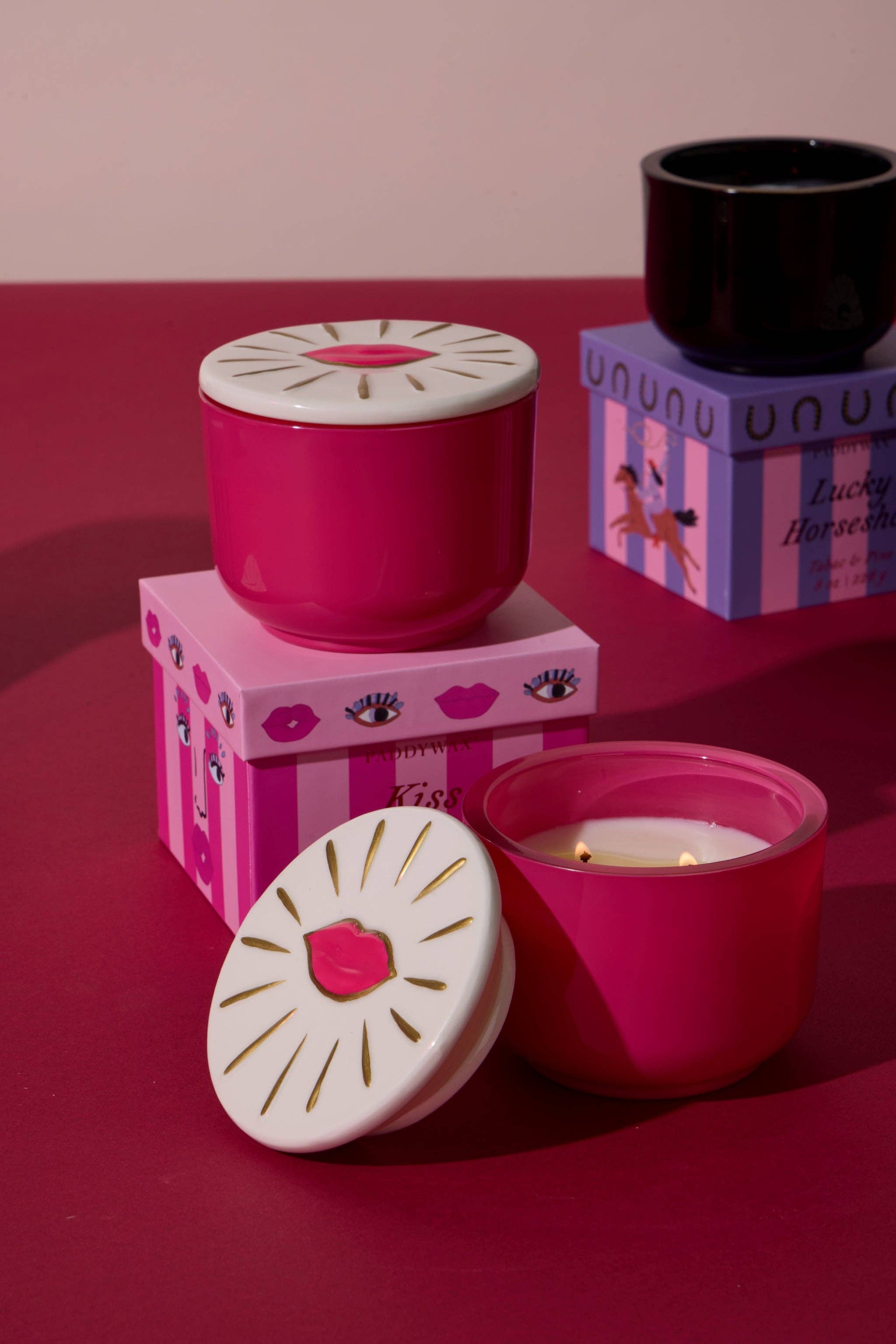 Paddywax Charmed Smoked Cherry Glass Lips Soy Wax Candle