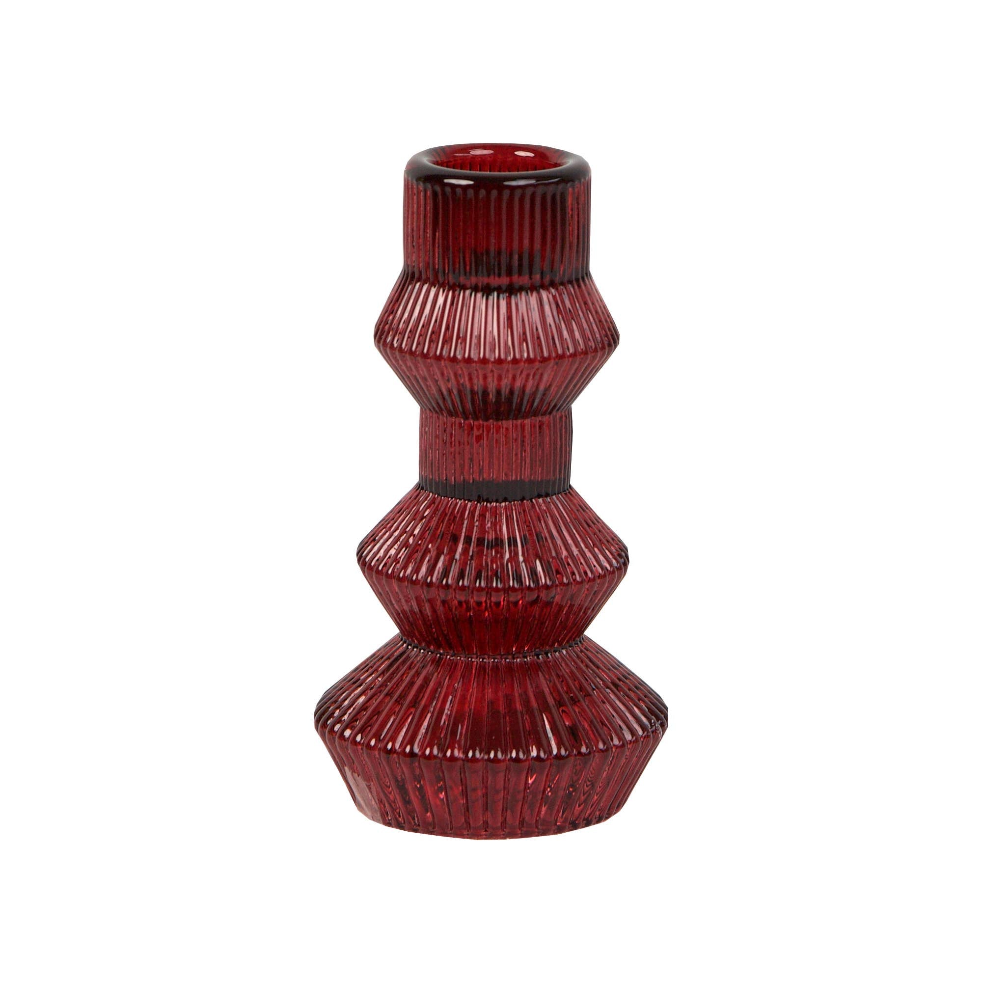 Glass Candle Holder - Burgundy Red