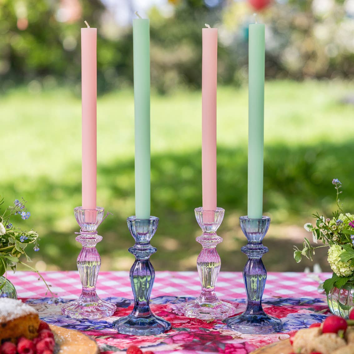 Glass Candle Holder - Pink