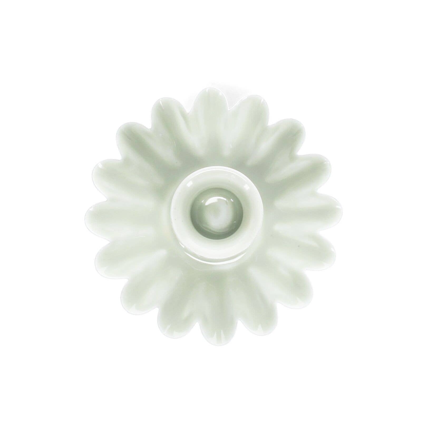 Enamel Cupped Flower Candle Holder - Light Grey