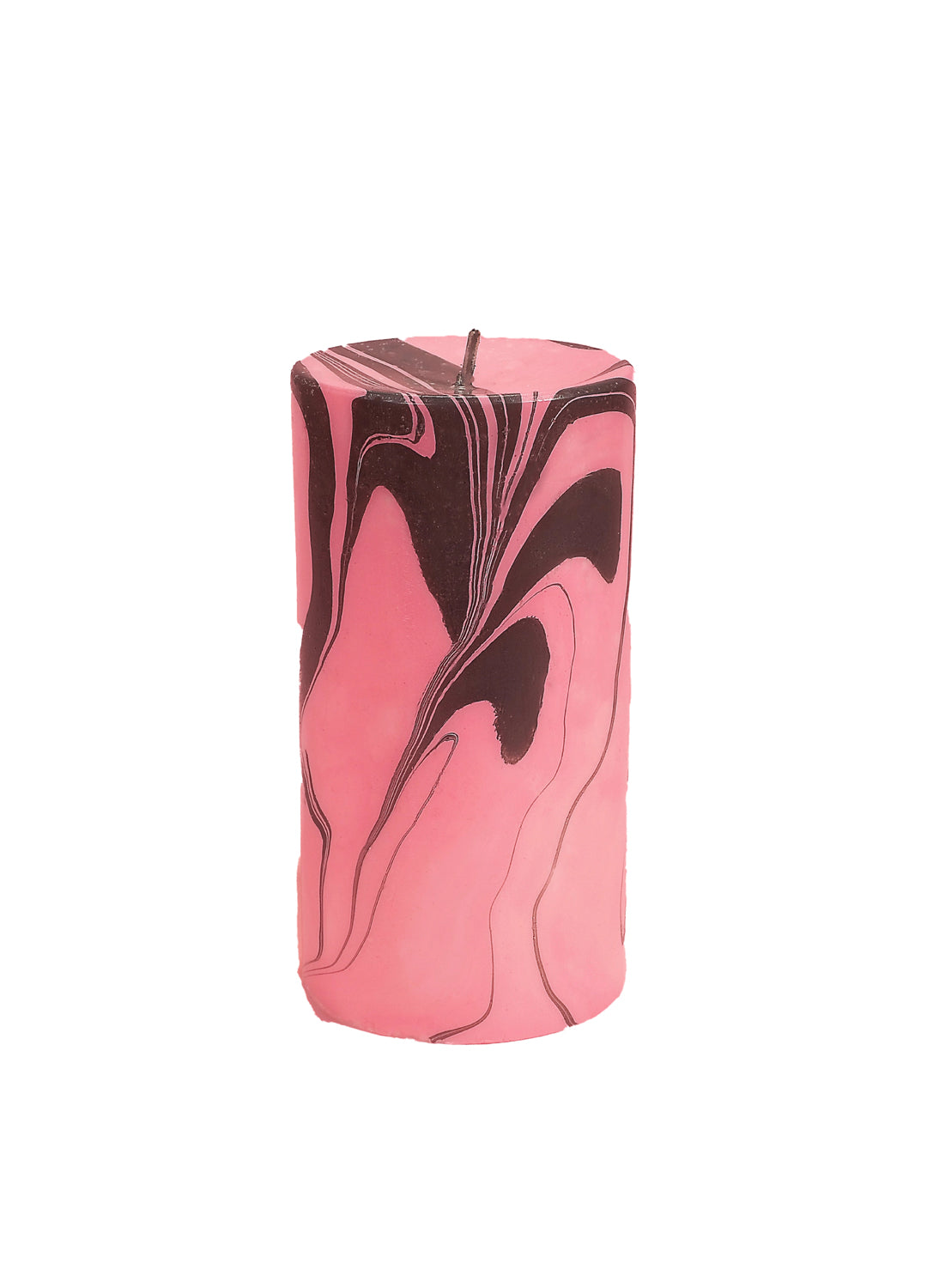 'Pink Petrol' Marble Pillar Candle