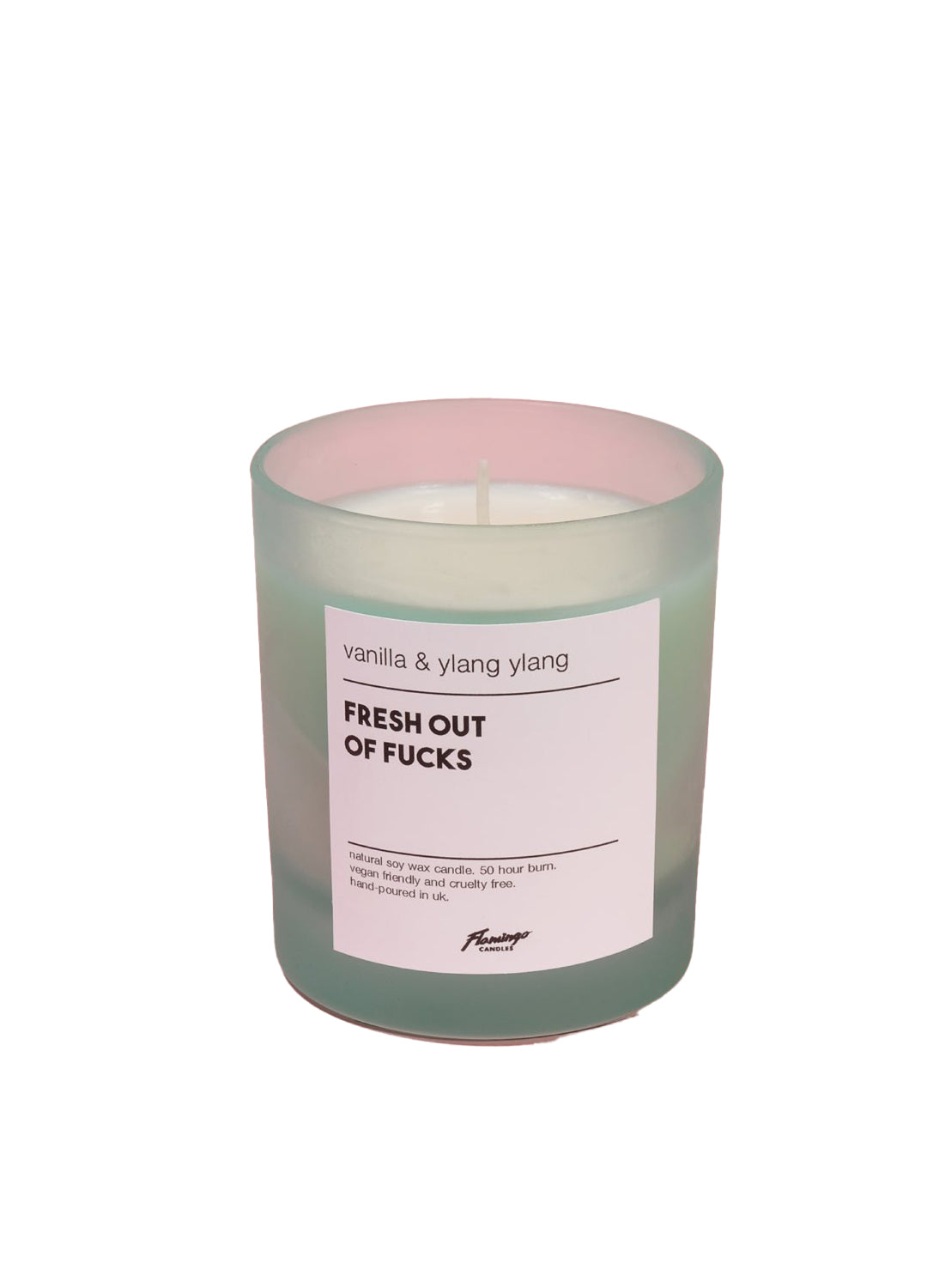 Vanilla & Ylang Ylang Fresh Out of Fucks Frosted Green Jar Candle