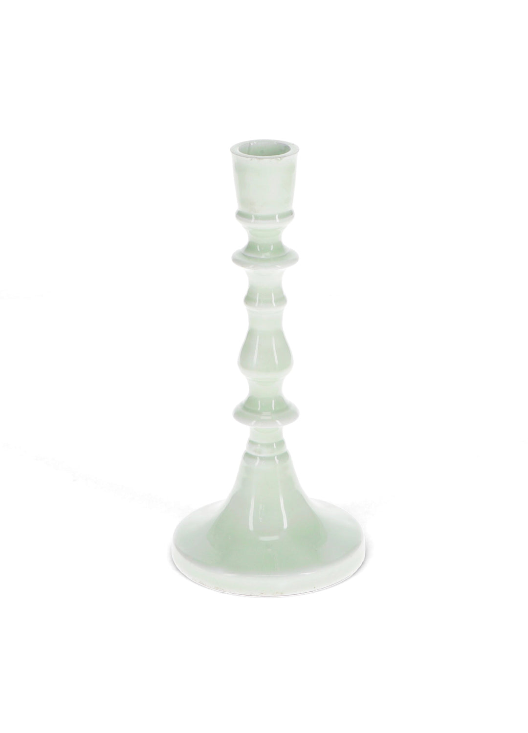 Enamel Candlestick (19cm) - Light Grey