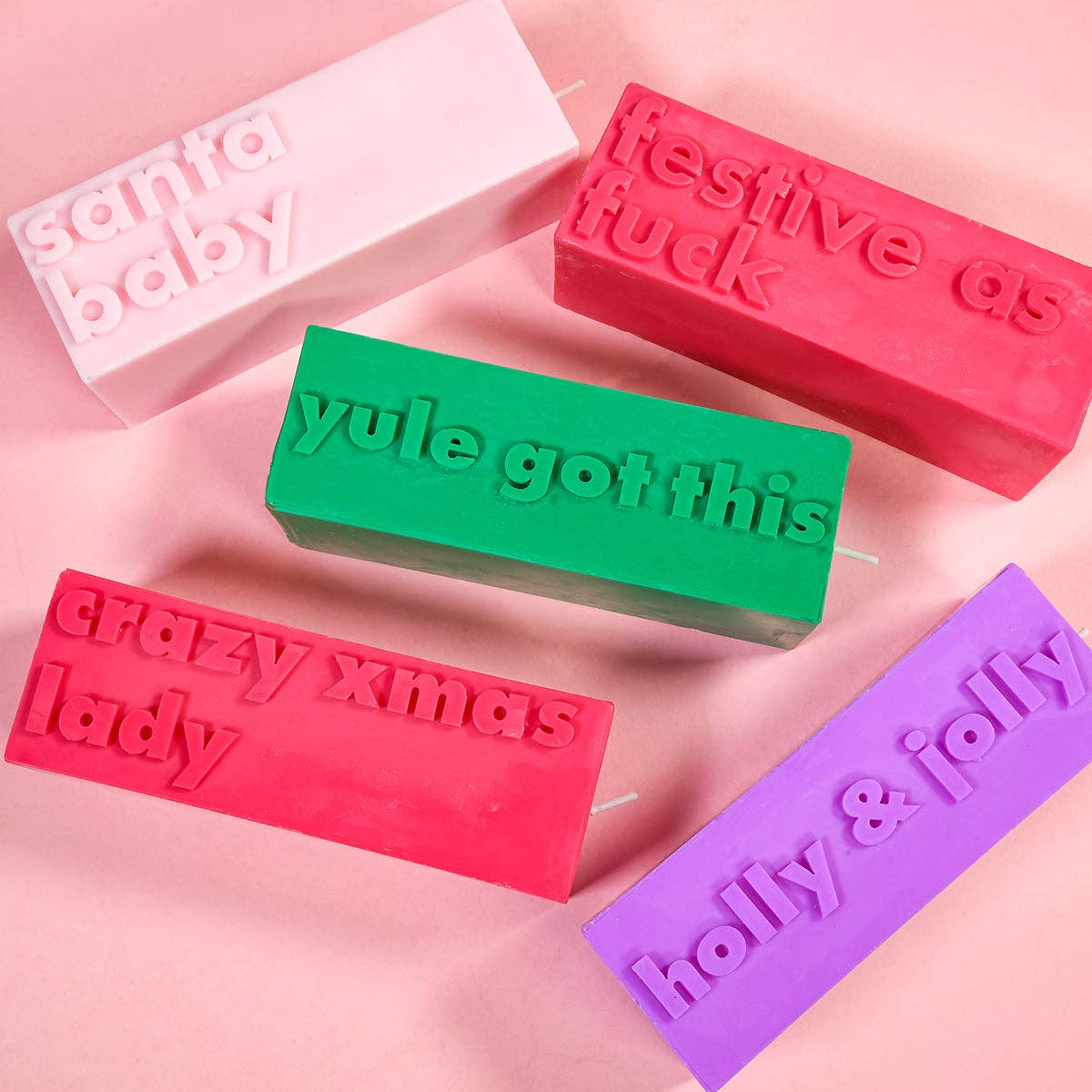 'Festive as Fuck' Christmas Slogan Block Pillar Candle