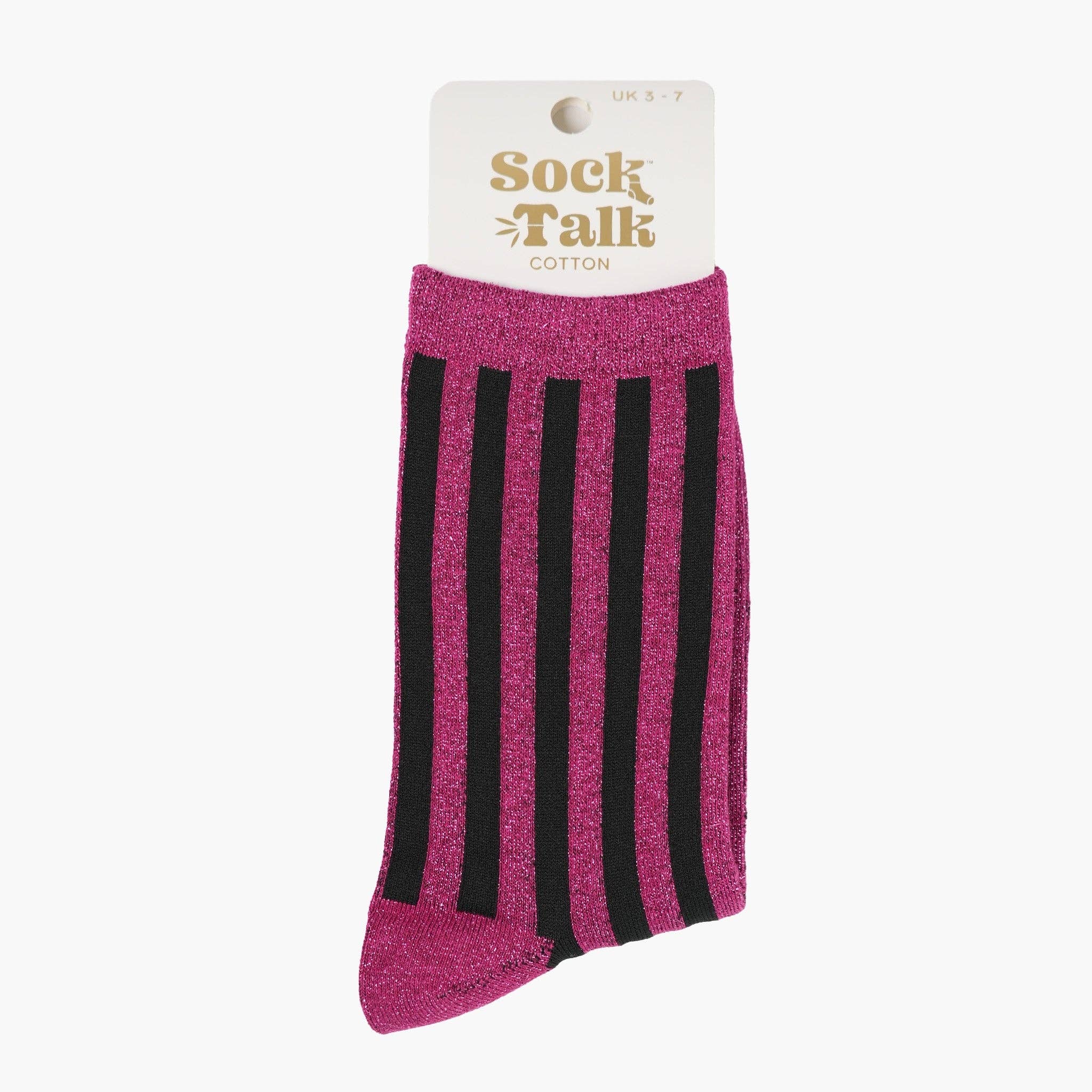 Sparkly Berry Purple Vertical Stripe Glitter Socks