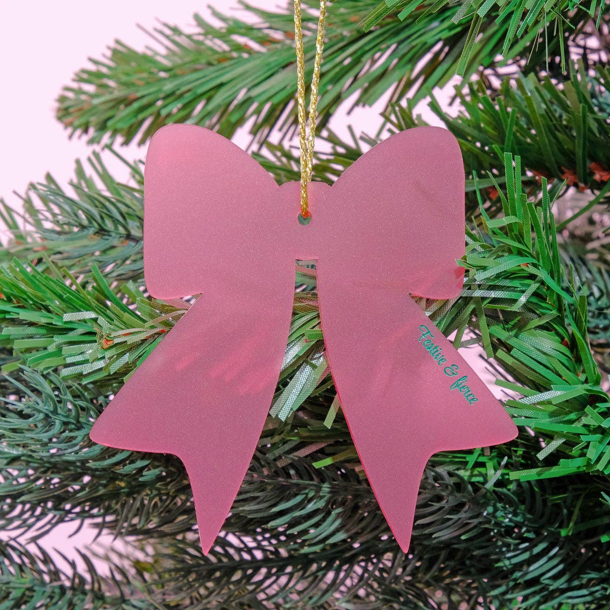 'Festive & Fierce' Burgundy Christmas Bow Tree Decoration