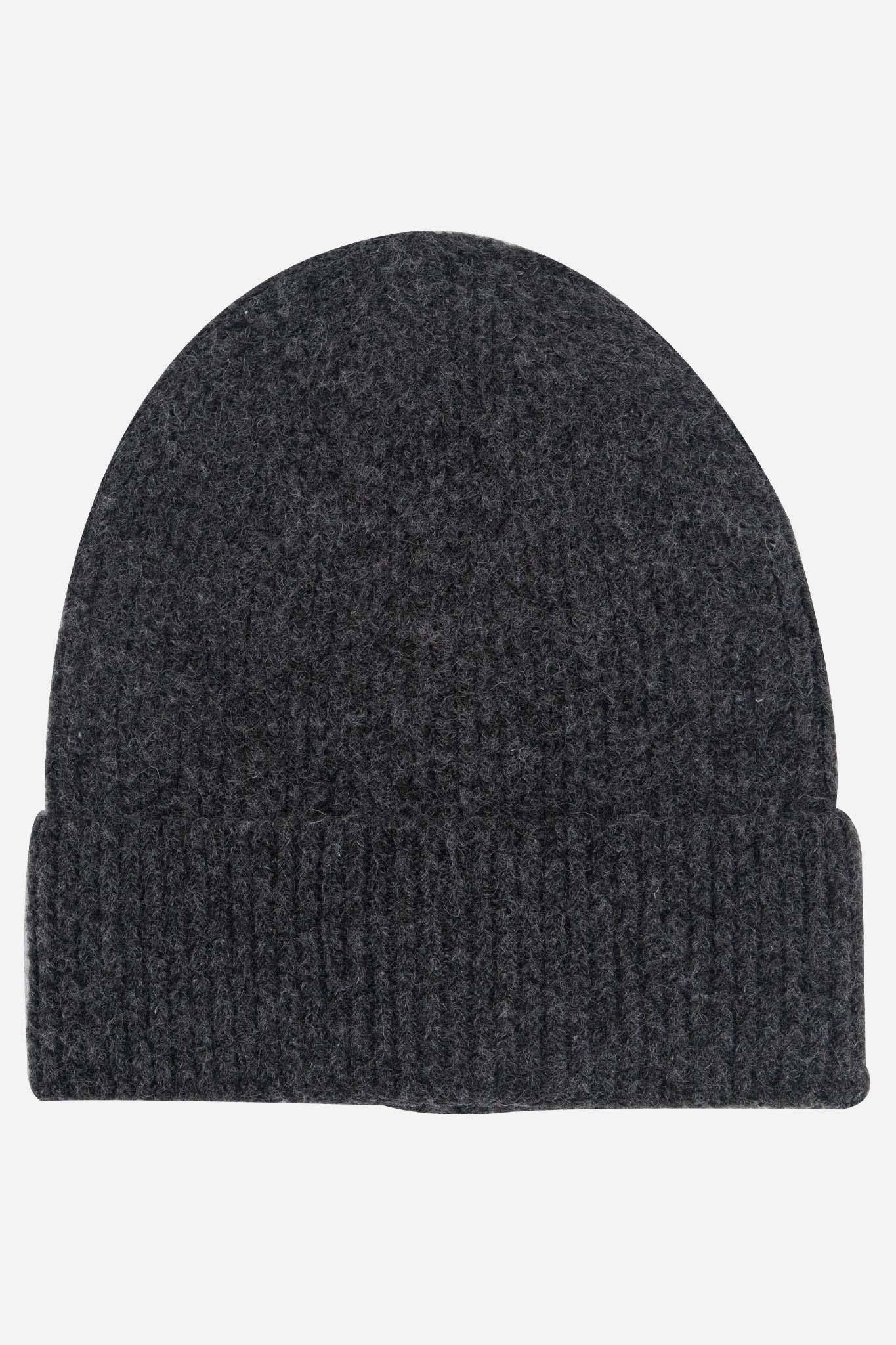 Wool Blend Beanie Hat - Dark Grey