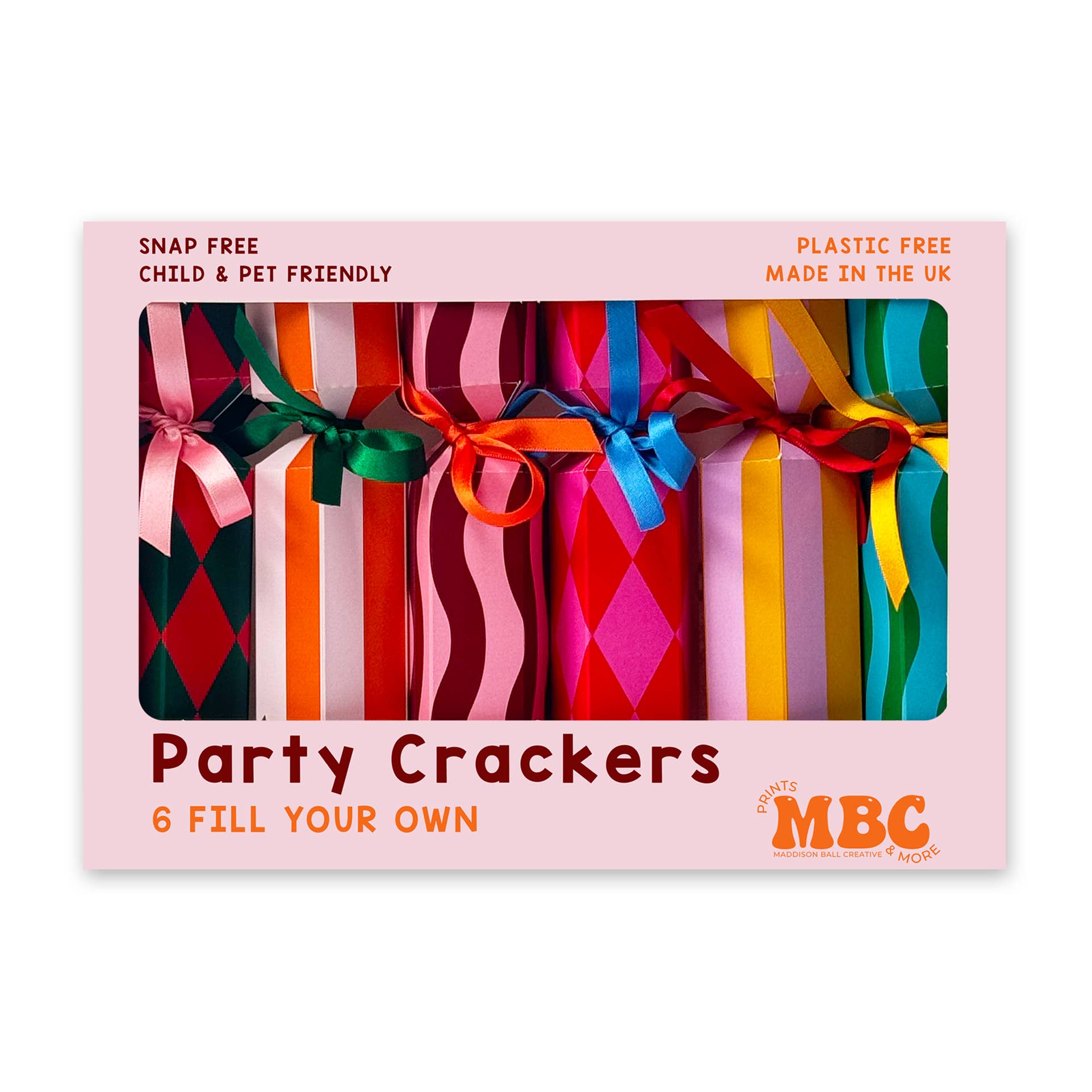 Stripe Pattern Christmas Crackers - Multicoloured