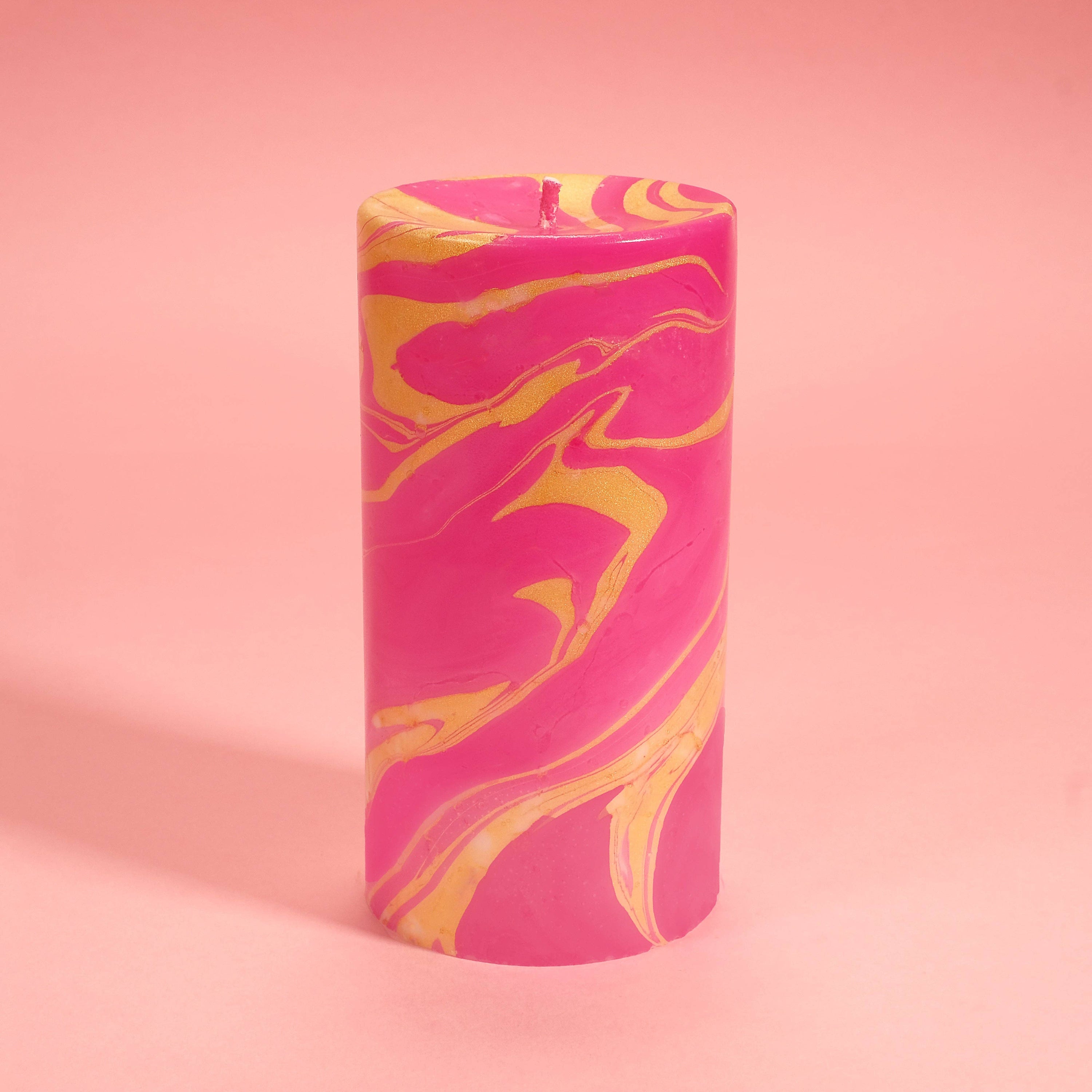 'Pink Matcha' Latte Marble Pillar Candle