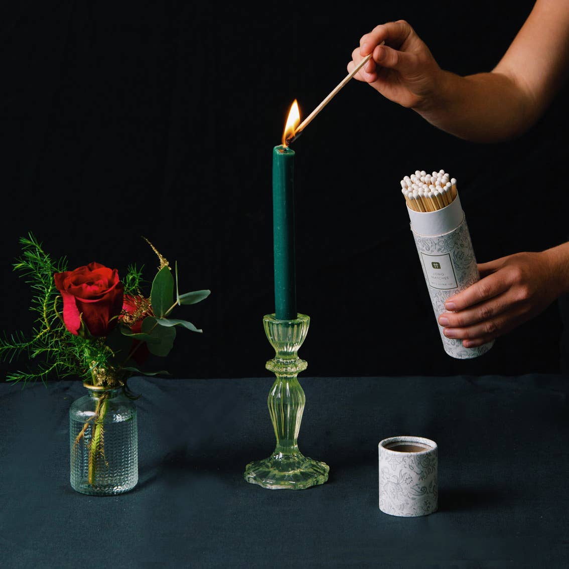 Glass Candle Holder - Light Green