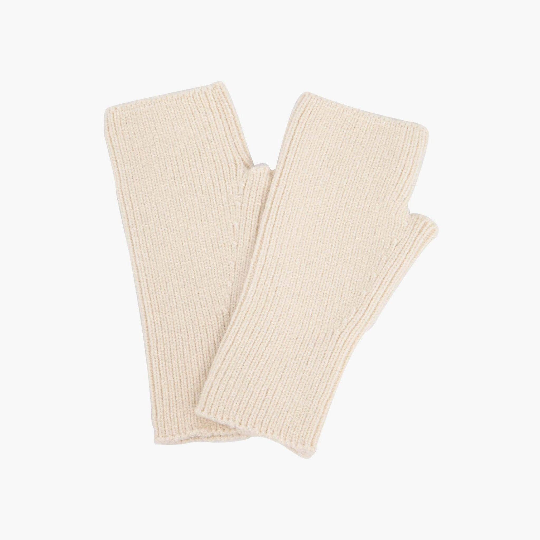 Ribbed Wrist Warmers - Cream