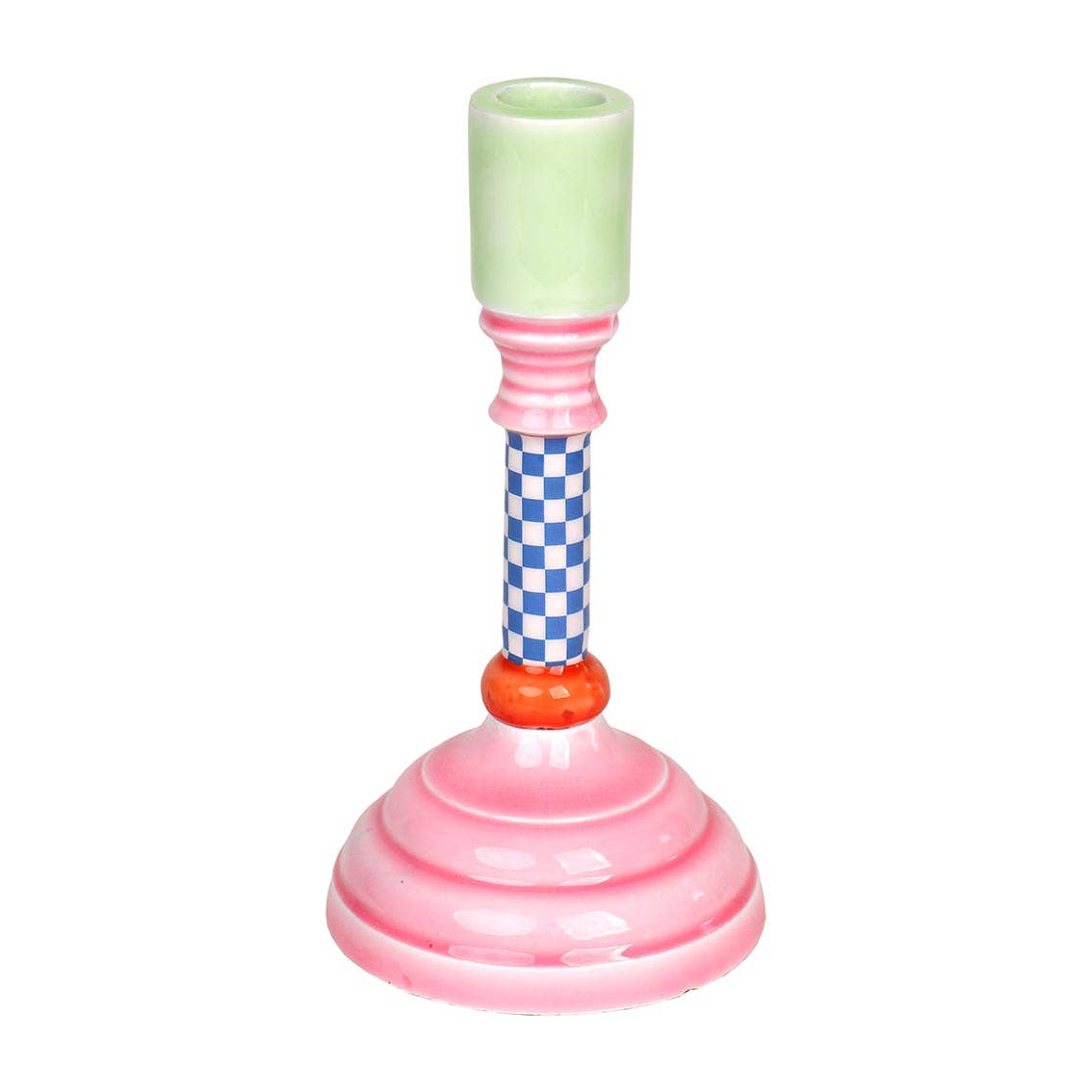 Enamel Candle Holder - Pink Base