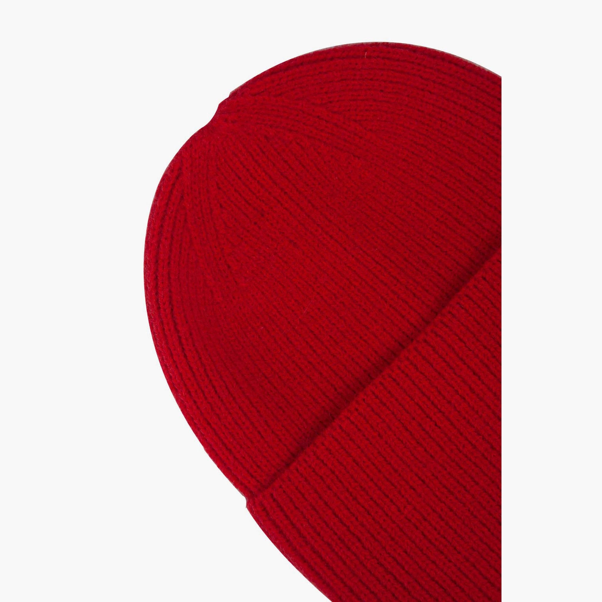 Ribbed Beanie Hat - Red