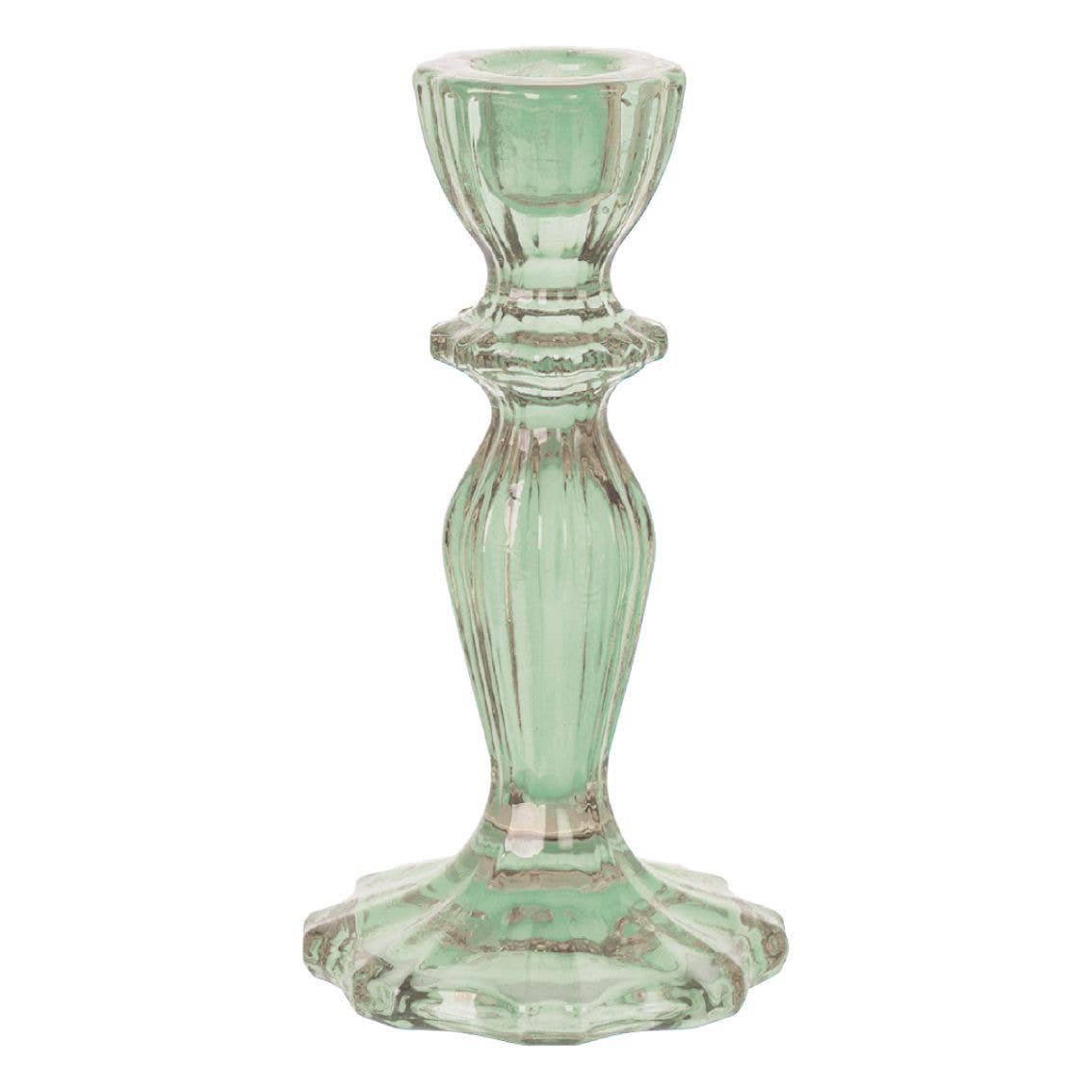 Glass Candle Holder - Light Green