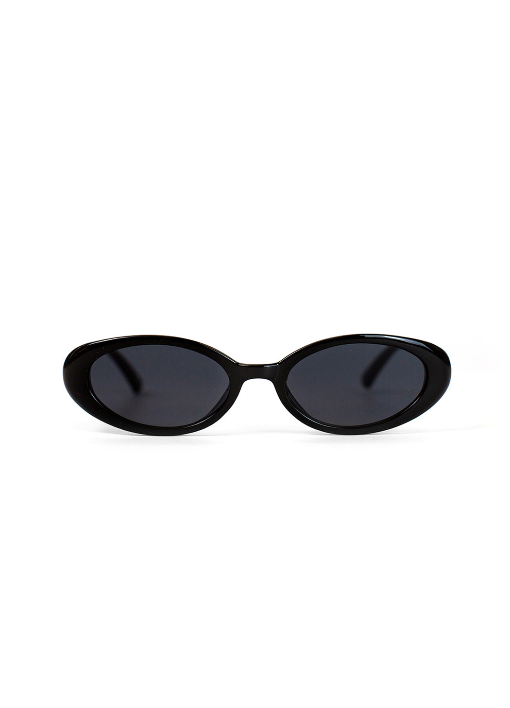 Black sunglasses with black lenses on a white background