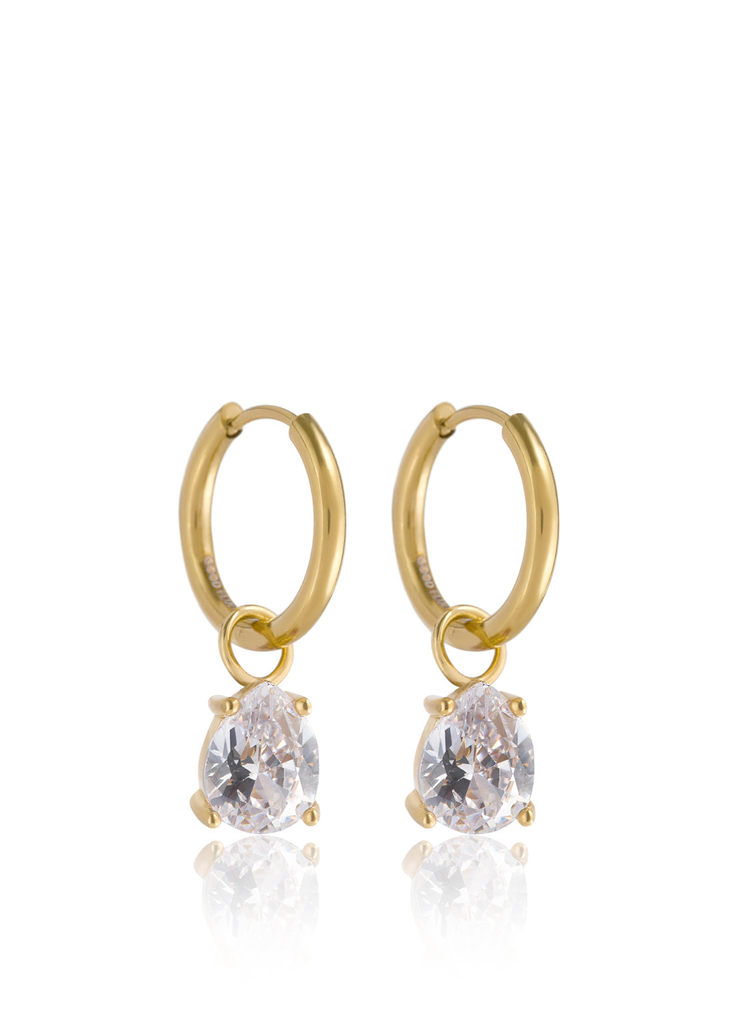 April Topaz White Clear - Teardrop Cubic Zirconia Birthstone Earrings