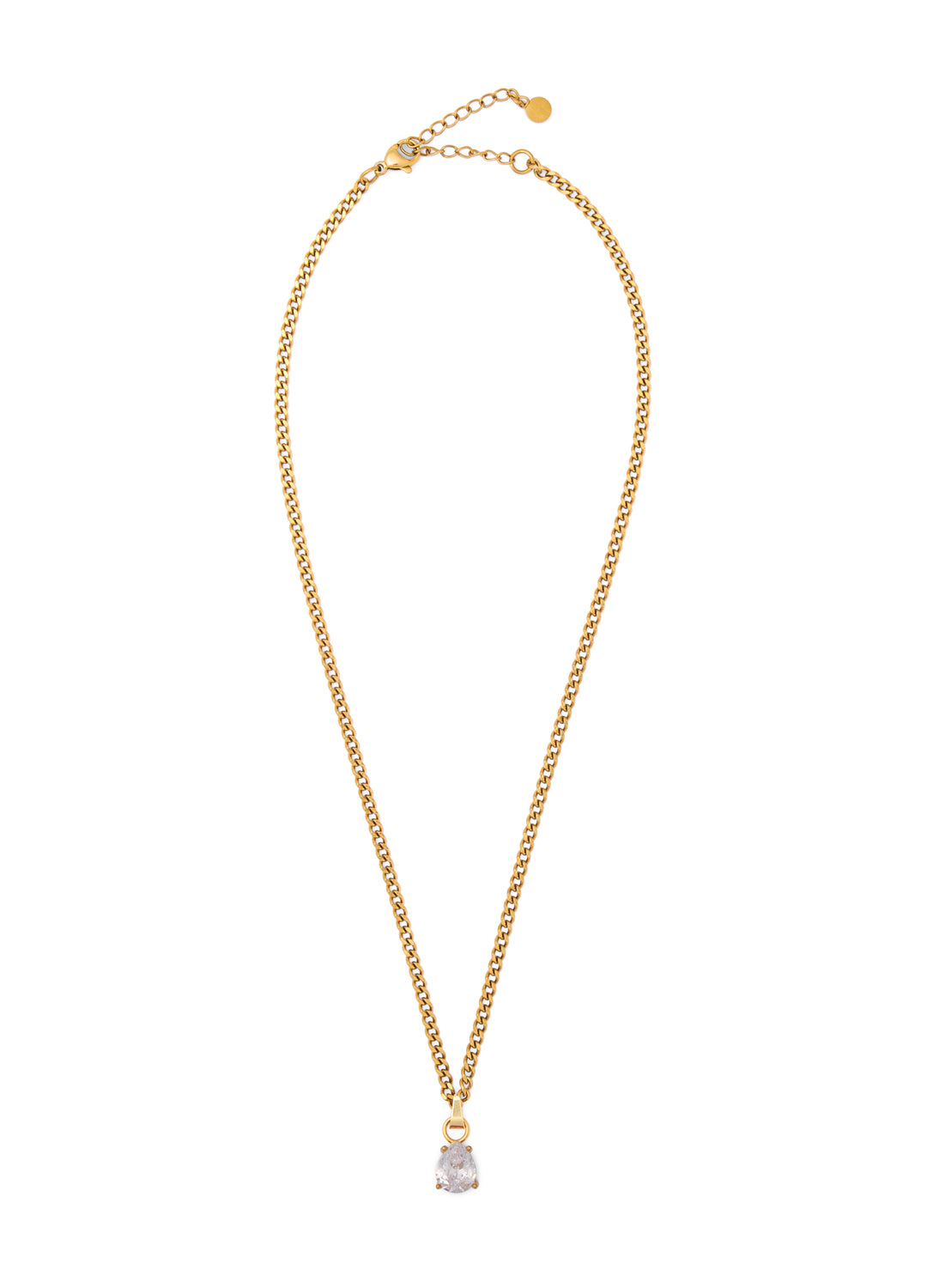 April Topaz White Clear - Teardrop Birthstone Cubic Zirconia Pendant