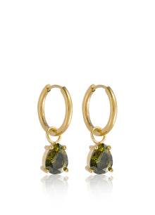 August Peridot Green - Teardrop Cubic Zirconia Birthstone Earrings