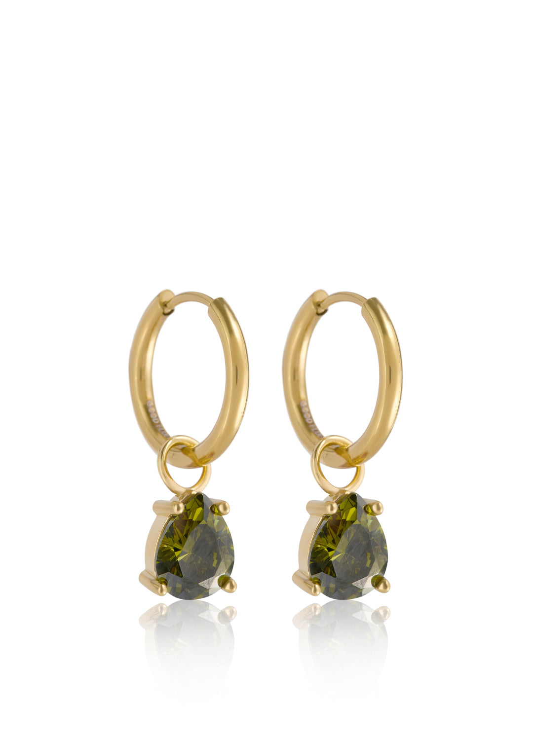 August Peridot Yellow - Teardrop Cubic Zirconia Birthstone Earrings