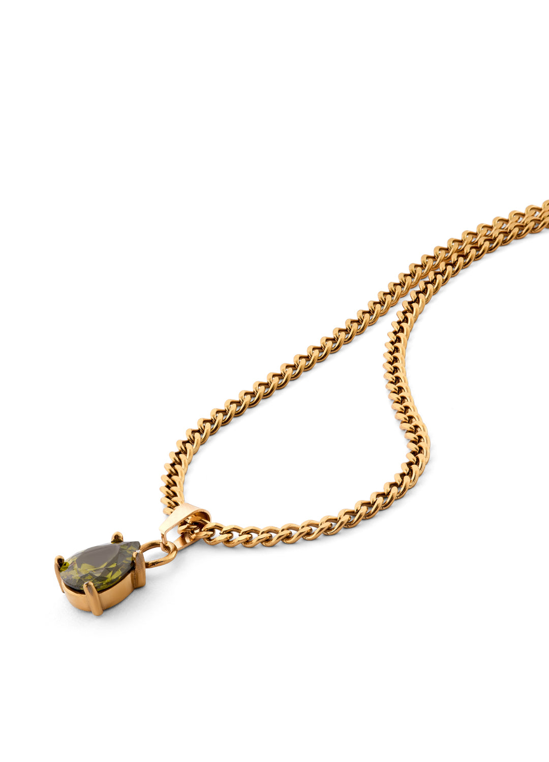 August Peridot Yellow - Teardrop Birthstone Cubic Zirconia Pendant