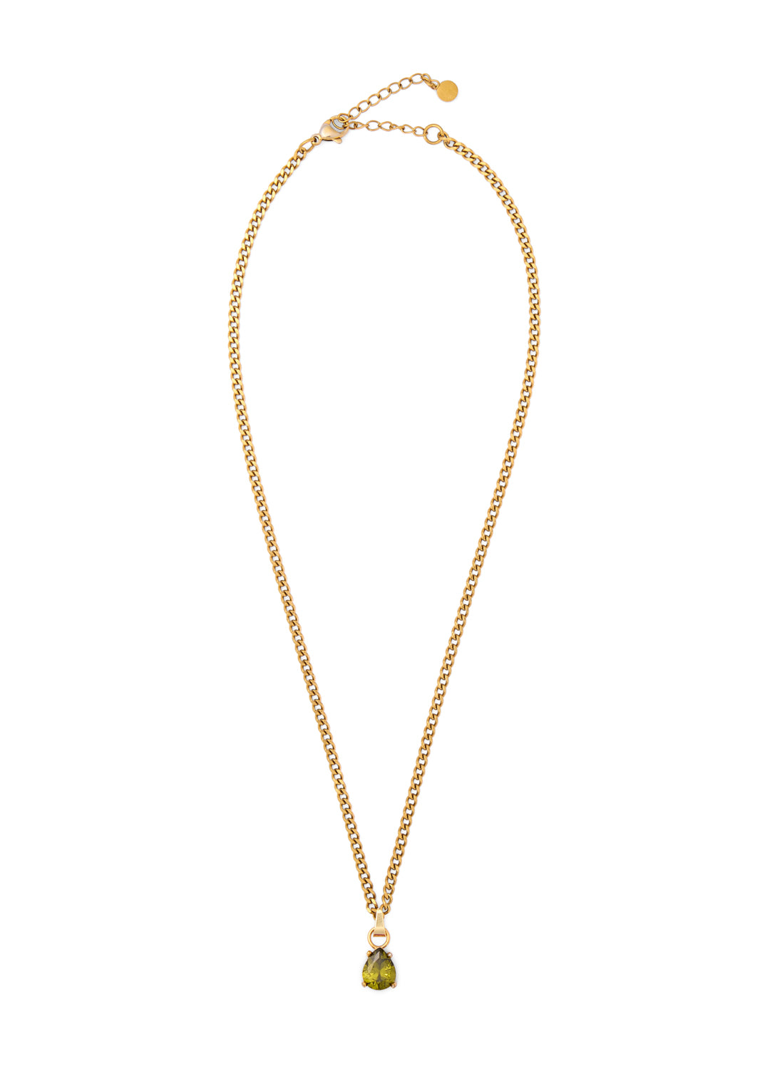 August Peridot Yellow - Teardrop Birthstone Cubic Zirconia Pendant