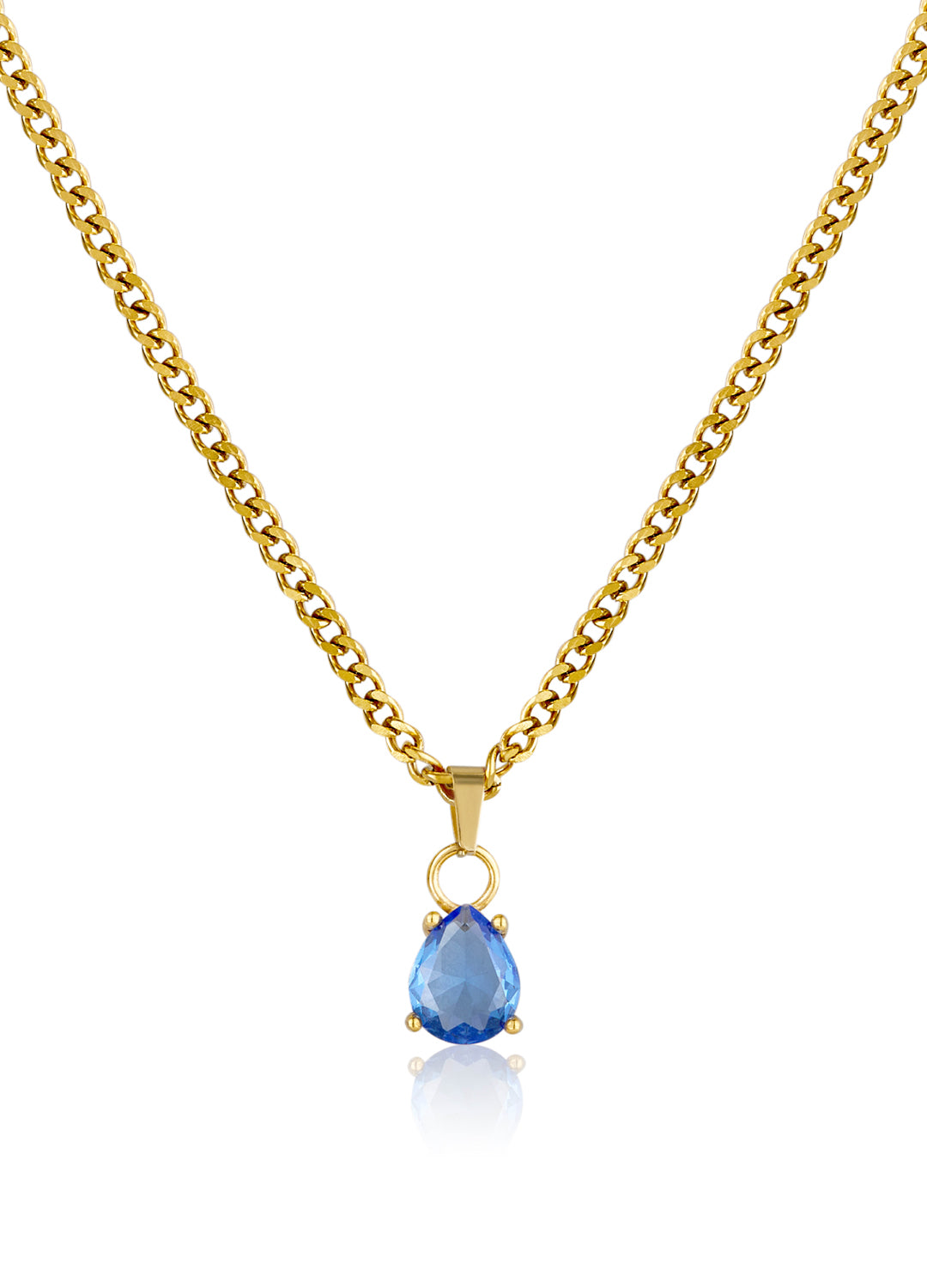 December Tanzanite Blue- Teardrop Birthstone Cubic Zirconia Pendant