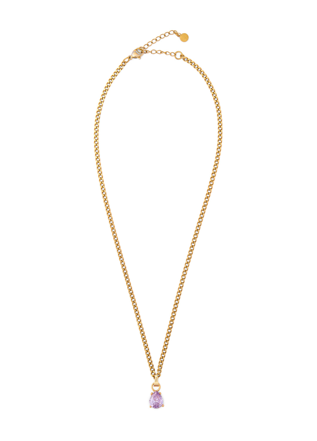 February Amethyst Purple - Teardrop Birthstone Cubic Zirconia Pendant