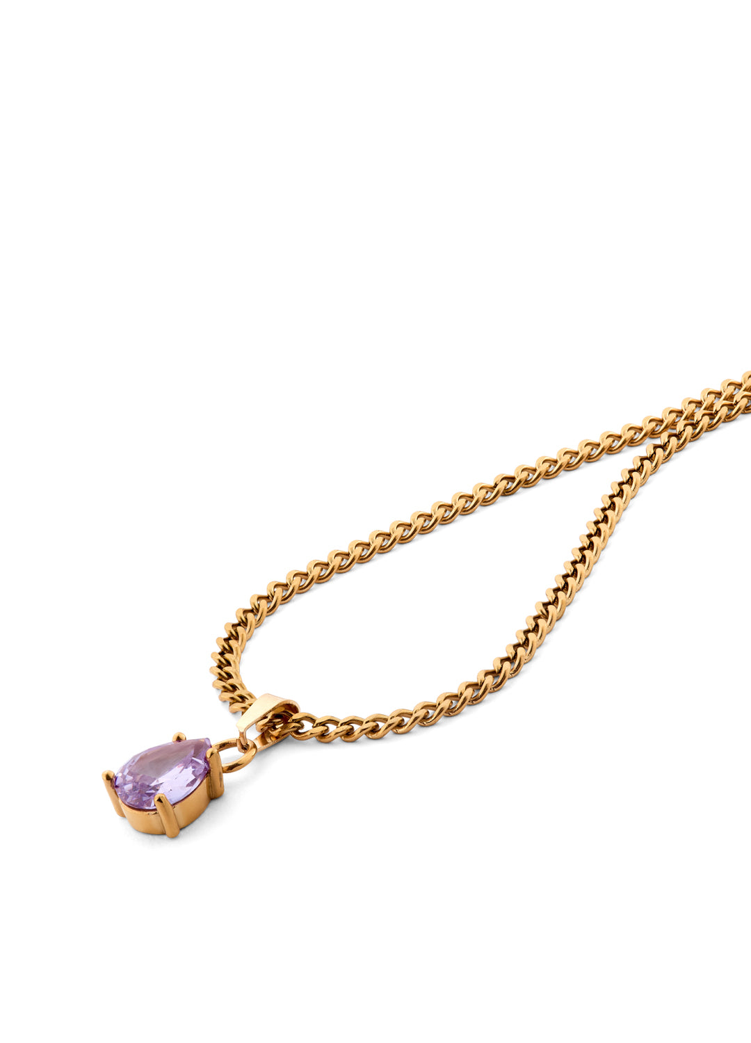 February Amethyst Purple - Teardrop Birthstone Cubic Zirconia Pendant