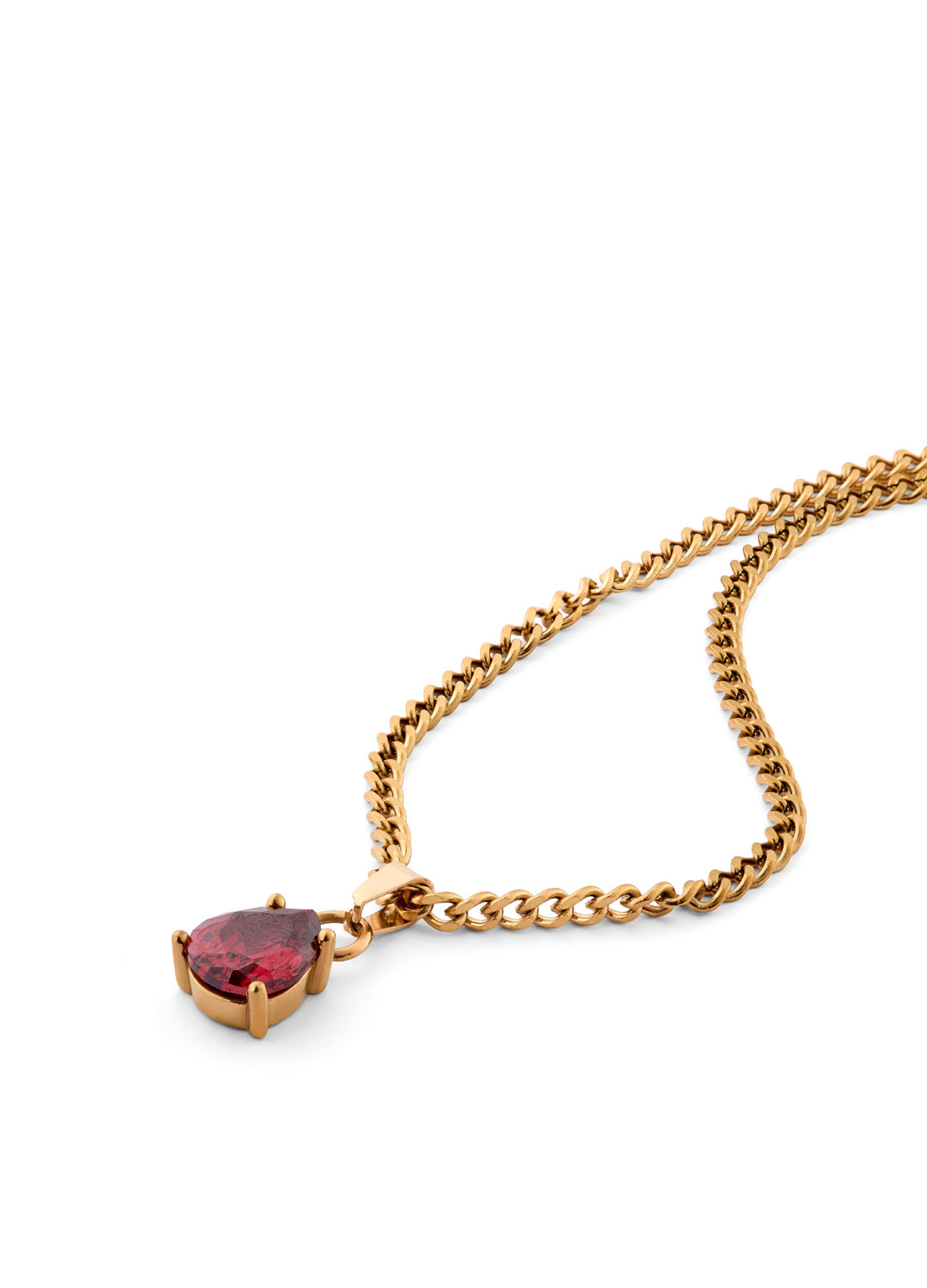 January Garnet Red - Teardrop Birthstone Cubic Zirconia Pendant