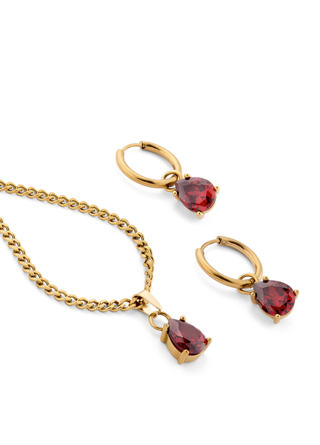 January Garnet Red - Teardrop Birthstone Cubic Zirconia Pendant