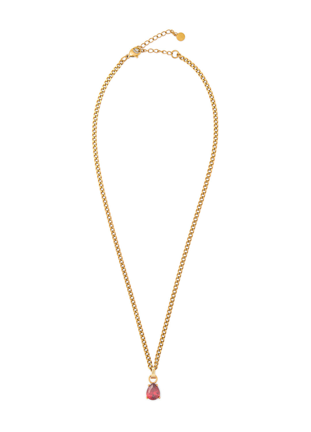 January Garnet Red - Teardrop Birthstone Cubic Zirconia Pendant