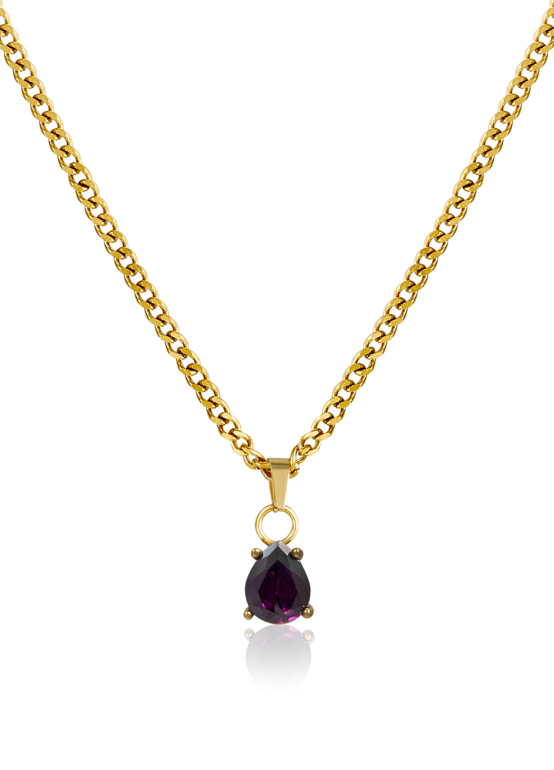 June Alexandrite Violet - Teardrop Birthstone Cubic Zirconia Pendant
