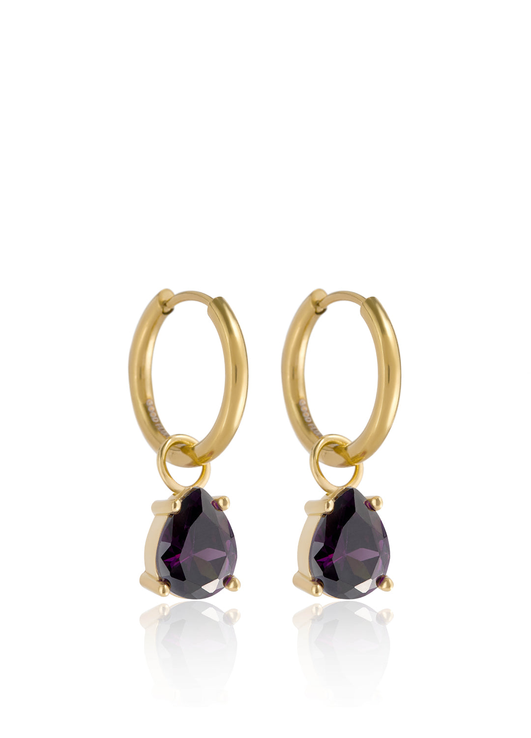 June Alexandrite Violet - Teardrop Cubic Zirconia Birthstone Earrings