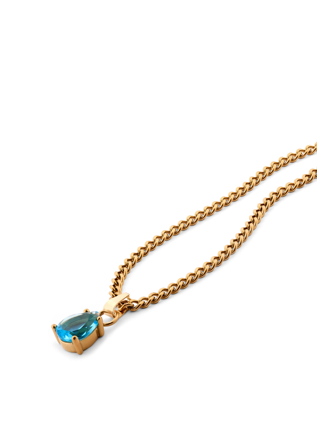 March Light Aquamarine Blue - Teardrop Birthstone Cubic Zirconia Pendant